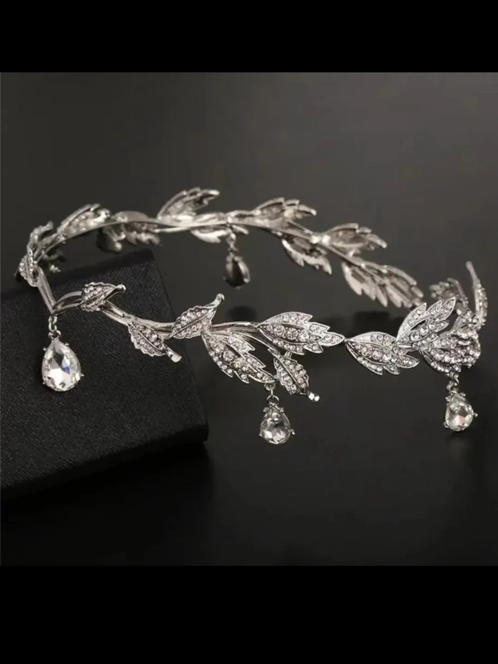 Silver Leaf Crystal Headpiece - Elegant Wedding Hair Accessory
